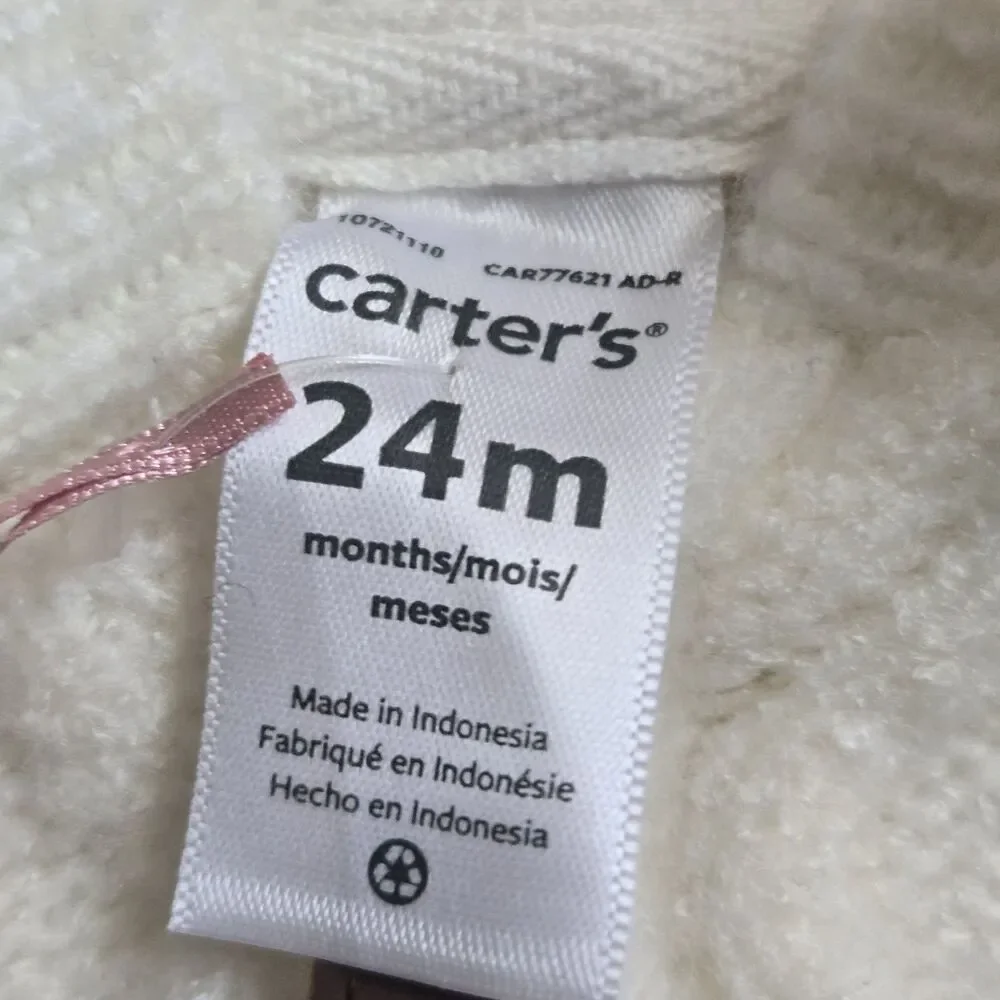 ​Carters Hilary Duff 24M Ivory Cable Knit Hooded Romper Jumpsuit One Piece NWT